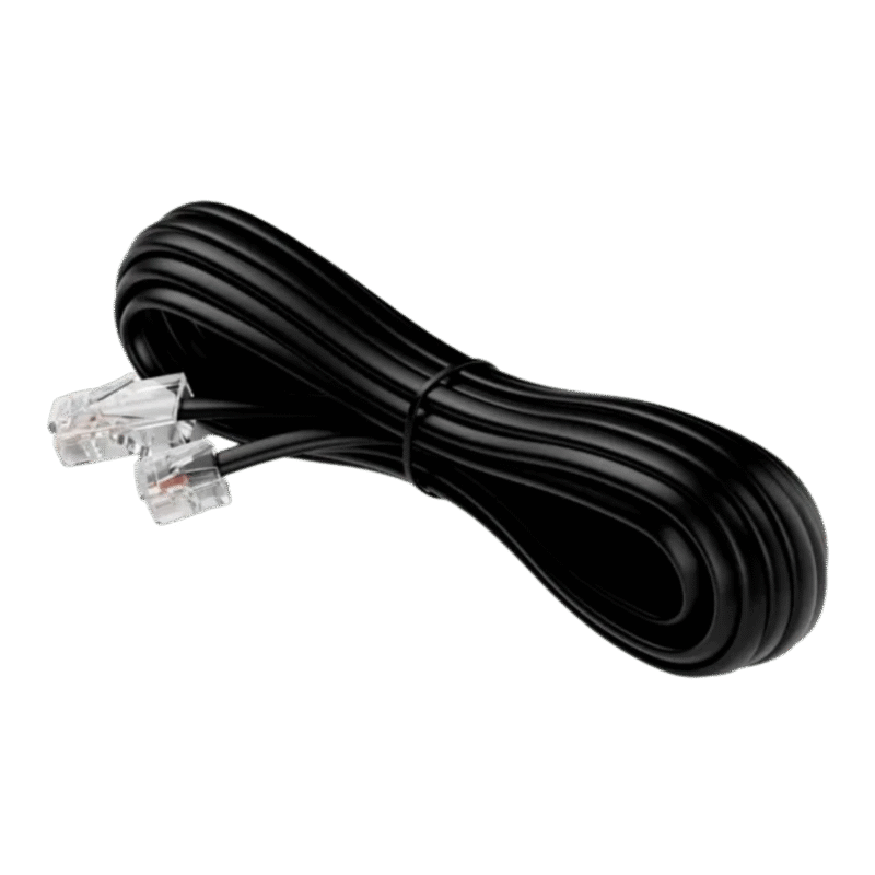 Cordon Téléphonique RJ11 Plat 6P4C Noir – TOPNet | Câble 2 Paires 1,5m ou 3m