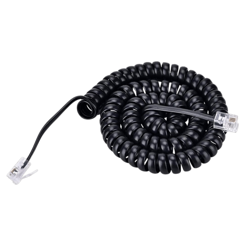 Cordon Téléphonique Spiralé RJ9 4P4C 1,5m/3m Noir – TOPNet TPN-CTC1/CTC3  | Câble Combiné 2 Paires